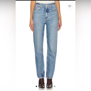 Agolde High Rise Stovepipe Jeans - Medium Blue Wash